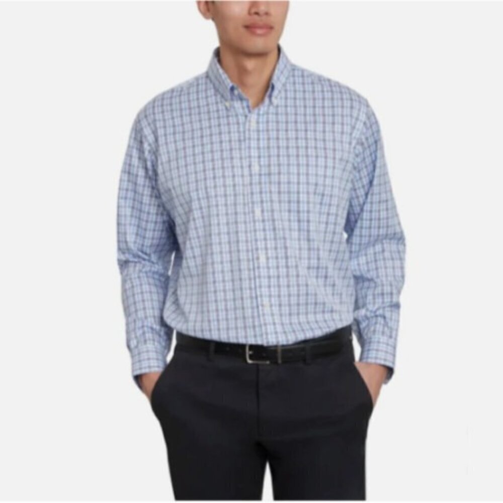 NEW Kirkland Signature Mens 16.5 X 36/37 Traditional Fit Button-Down Plaid